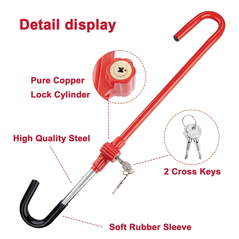 CARTMAN Steering Wheel Brake Lock, Red Anti-Theft photo 5