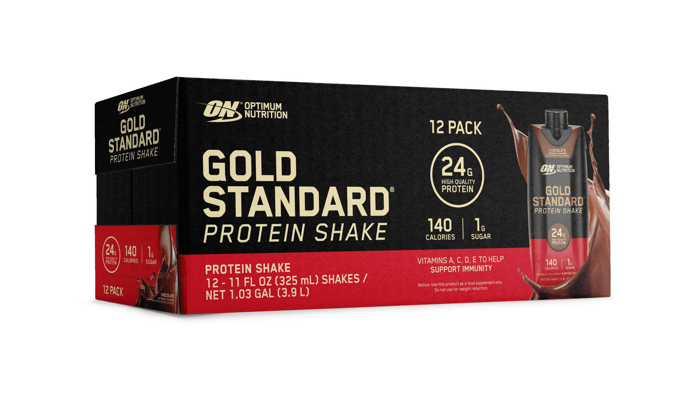 Optimum Nutrition Gold Standard Protein Ready To Drink Shake Chocolate 12 Pack 7156