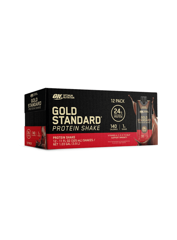 Optimum Nutrition, Gold Standard Protein, Ready to Drink Shake, Chocolate, 12 Pack