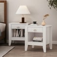 thumbnail image 2 of Noble House Bellic Faux Wood Nightstands with Drawer, Set of 2, White, 2 of 8