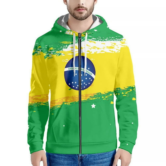2022 Qatar Football World Cup Zip Hooded Sweater Netherlands Spain Brazil Fans Cheering Jacket
