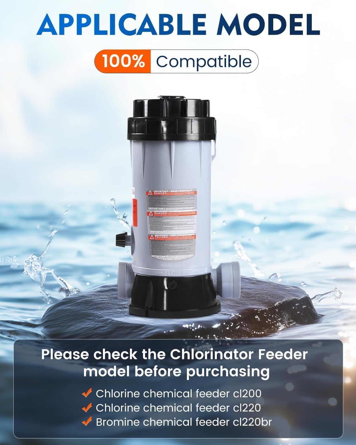ABPETE Chlorinator Cover Compatible with Hayward Cl200 CL220 Automatic Chlorinator Feeder, ABS Material, Long Service Life, with The Chlorinator to Ensure no Leakage, Easy to Install(Black)