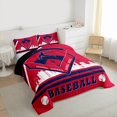 thumbnail image 3 of Homewish Baseball Game Full Size Comforter Sets,Sport City Silhouette Bedding Comforter Set,Red Blue White Bedding Sets For Boys Kids,Ultra Soft Home Decor Reversible,3-Piece, 3 of 8