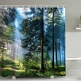 thumbnail image 1 of Un conjunto (bosque de pinos verde oscuro) con 12 ganchos Cortina de ducha Impresión digital 3D de paisaje Cortinas de ducha impermeables resistentes al moho Lavables, cortinas de baño de tela de poli, 1 of 5