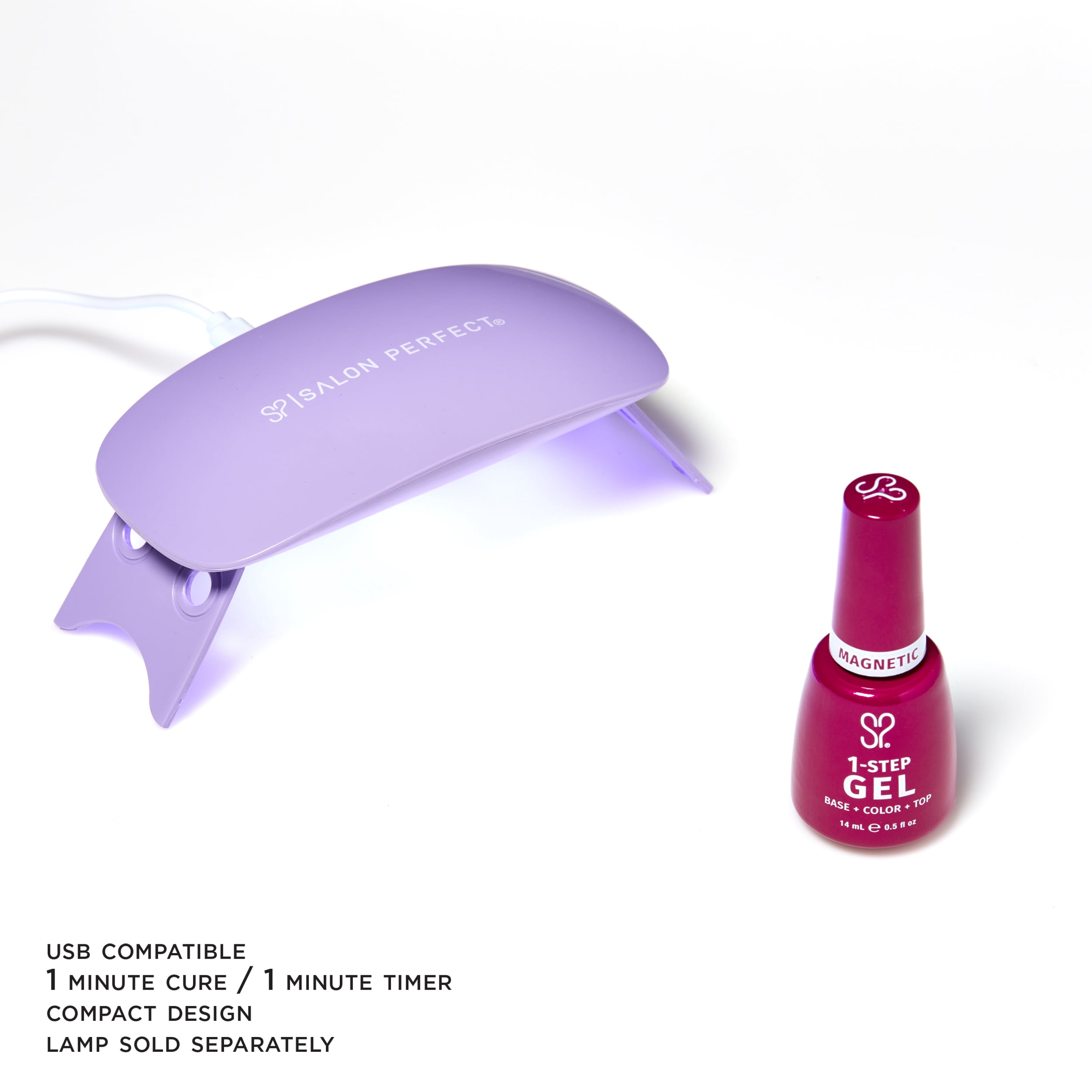 Salon Perfect Magnetic One Step Gel + Magnet Tool, Purple Nail Polish, 0.5 fl oz