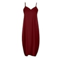 thumbnail image 4 of Lenago Robe Sans Manches Grande Taille pour Femmes Mode Taille Mi-Haute Col en V Sans Manches Couleur Unie Slim Soirée Plage Longue Robe Été Plage Robes en Solde, 4 of 5