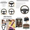 thumbnail image 5 of Jeiento Southwest Aztec Car Seat Cover Full Set with Cross Steering Wheel Cover Seat Belt Covers Running Horse Cup Coasters Wristlet Keychain Car Storage Box Gabage Can Rear Mirror Cover 15 Pcs, 5 of 7