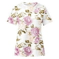 thumbnail image 4 of Camisas de Manga Corta para las Mujeres Impresión Cuello Redondo Suéter Encaje Camisa, Blusa de Verano Casual para las Mujeres, 4 of 4