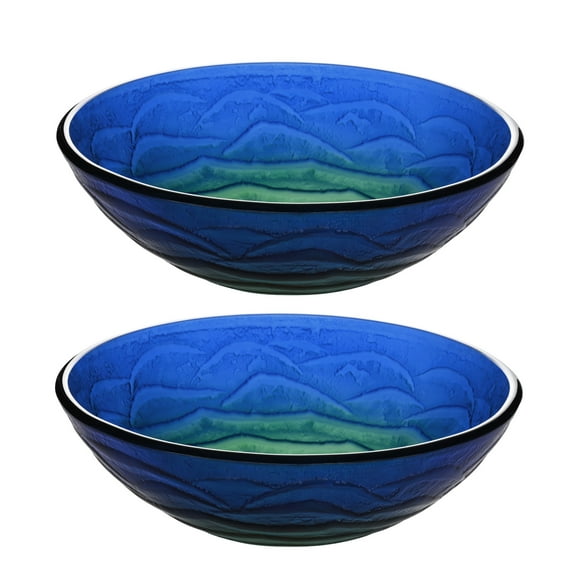 Aquaterior 2 Pack 16.5" Round Bathroom Vessel Sink Tempered Glass Vanity Above Counter Top Mount Basin