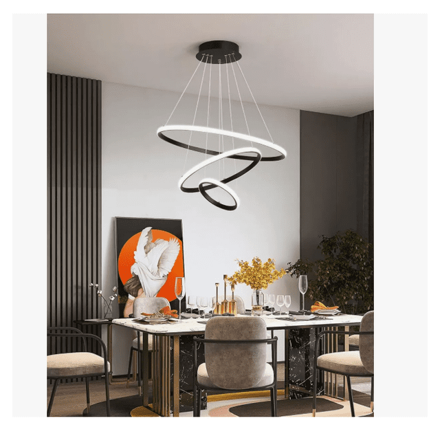 Lámpara De Techo Led Colgante Iluminación Moderna Regulable color negro