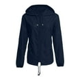 thumbnail image 4 of Horkkom Womens Rain Jacket with Hood Waterproof Long Sleeve Zip Up Hoodie Outdoor Lightweight Rain Coats with Pocket L, 4 of 7