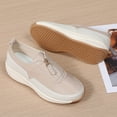 thumbnail image 5 of Beige Women Non-Slip Slip-On Shoes Lightweight Casual Toe Design Pu Upper Summer Comfortable Flat Sole, 5 of 6