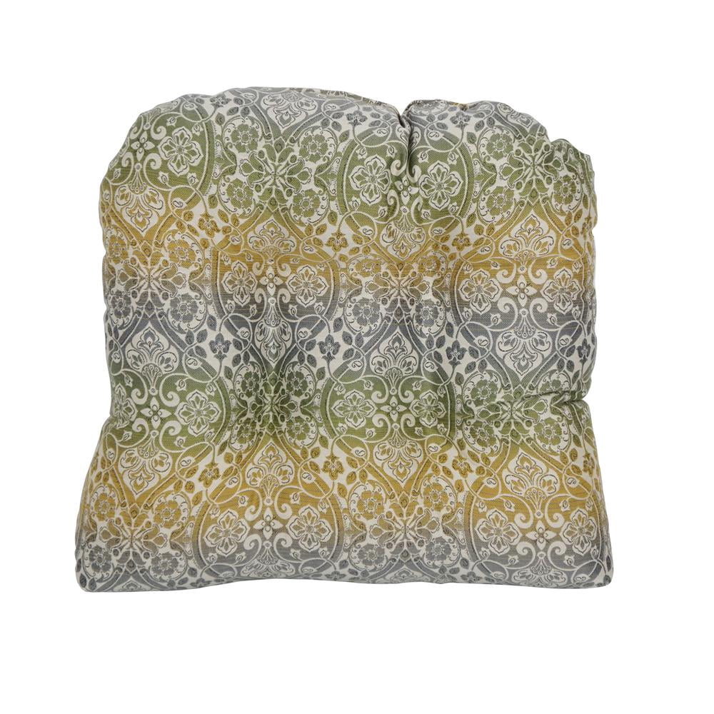 Blazing Needles 19 in. U-Shaped Premium Outdoor Tufted Dining Chair Cushion, Festive Patina
