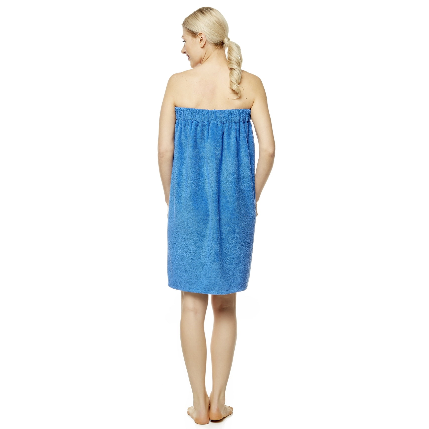 Women's Turkish Terry Cotton Bath and Shower Towel Wrap Royal Blue Small/Medium