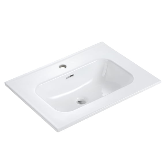 Vanity With Sink, BB0924Y311, Integrated white ceramic basin with one predrilled faucet hole, drain assembly NOT included, Gloss White Bathroom Vanity,Ceramic Single Sink Vanity