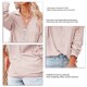 thumbnail image 4 of Blusa Manga larga Cuello en V Hilo con cremallera Color puro Camiseta casual de moda para mujer, 4 of 5