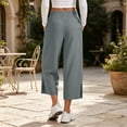 thumbnail image 6 of BRELIL Women's Wide Leg Drawstring Capri Pants with Pockets Flowy Casual Streetwear Loungewear Activewear Yoga Trousers Summer Loose Fit, Gray M, 6 of 8