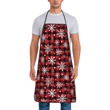 

Gaeub Buffalo Plaid Snowflakes Print Apron for Men and Women Waterproof Apron for Cooking Dishwashing Lab Butcher Dog Grooming
