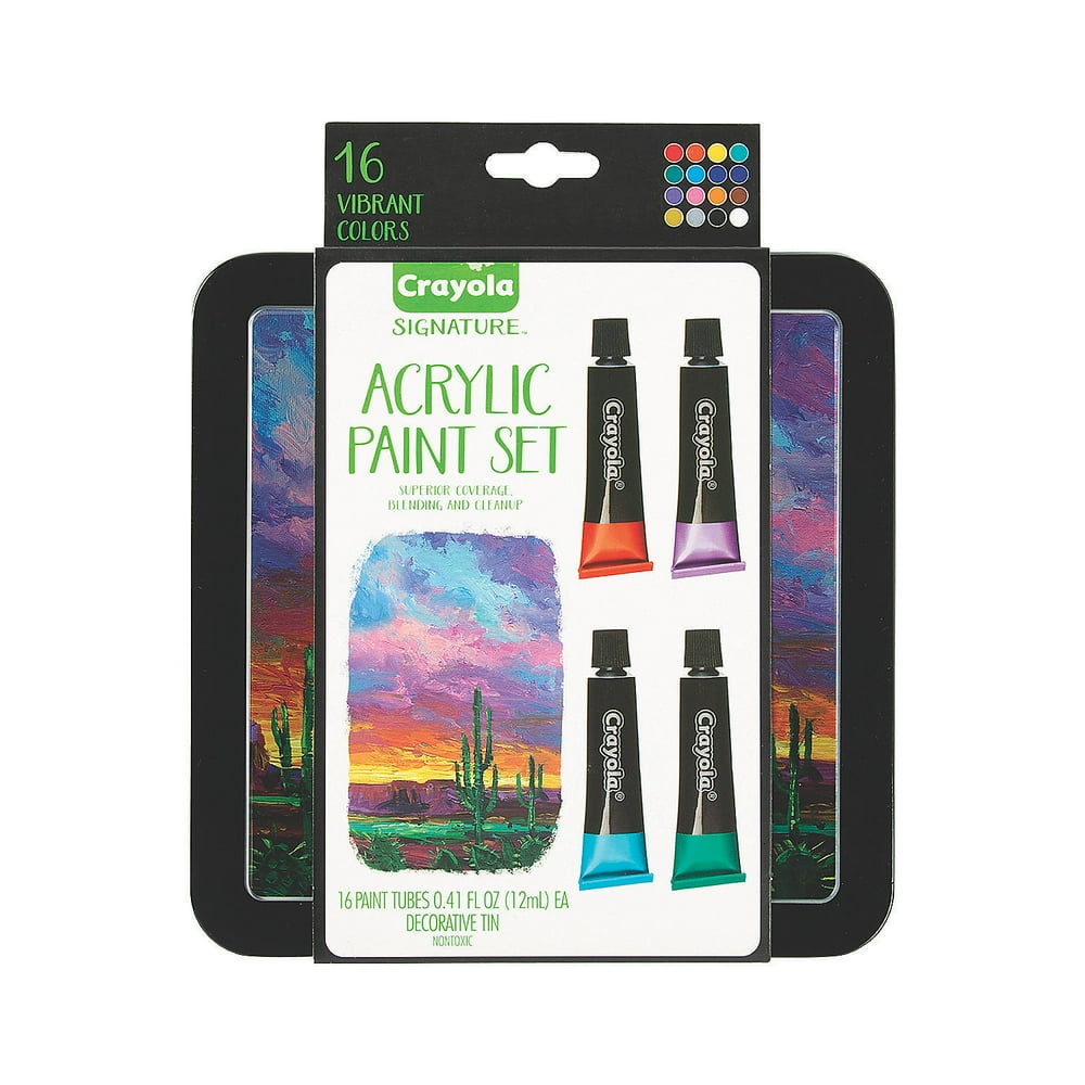 Crayola Acrylic Paint Set Basic Supplies 16 Pieces