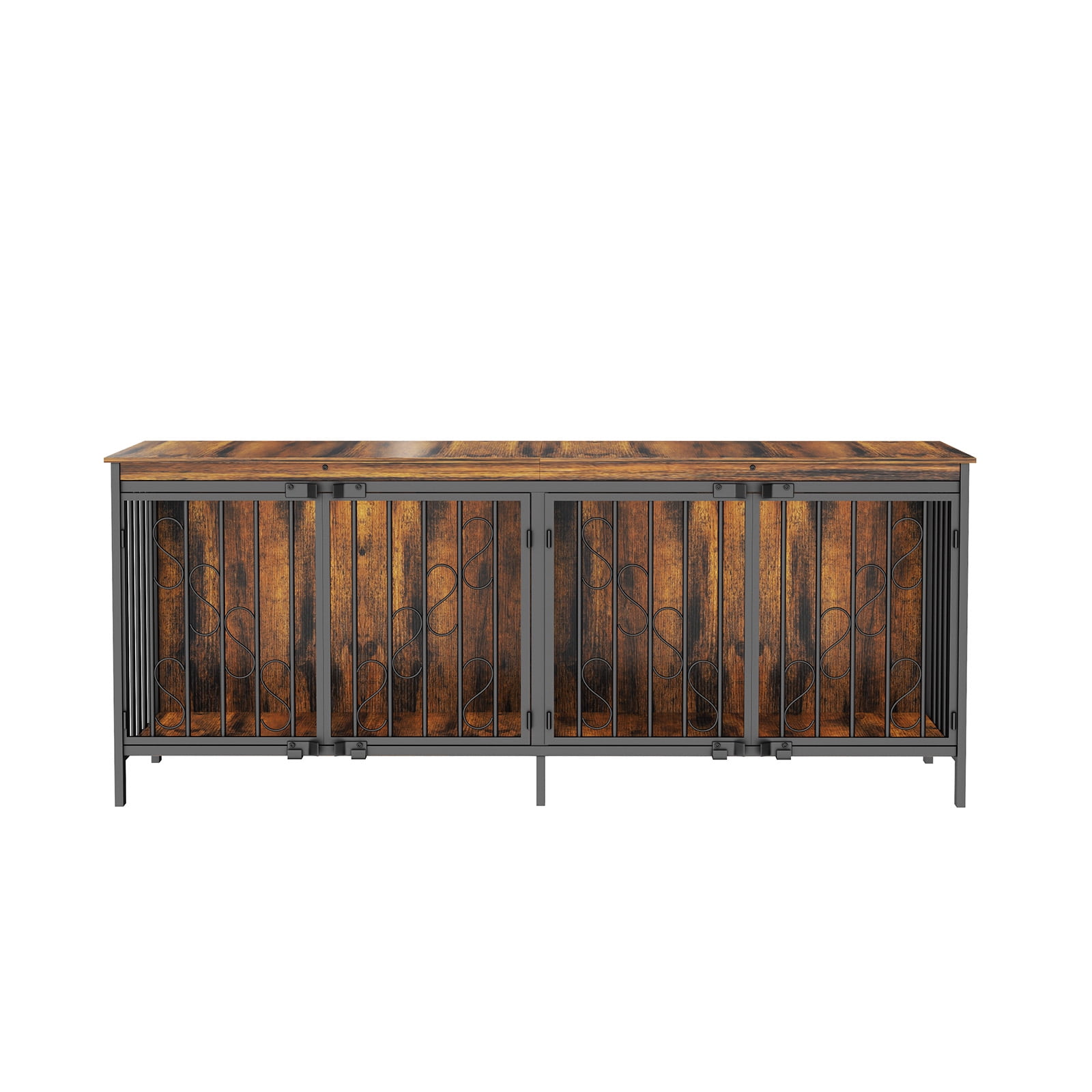 Bel Ark Heavy Duty 2-Door 71" Wood and Metal Furniture Style Crate for Dogs with 2 Dog Crate