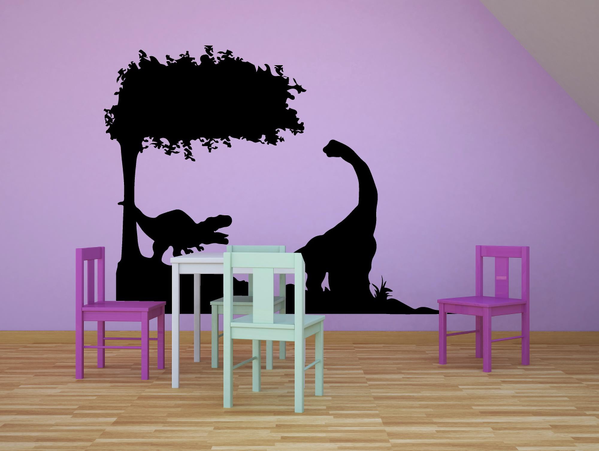 Trex Rex Dino Long Neck Dinosaur Silhouette Wall Sticker Art Decal for Girls Boys Kids Room Bedroom Nursery Kindergarten House Fun Home Decor Stickers Wall Art Vinyl Decoration Size (27x30 inch)
