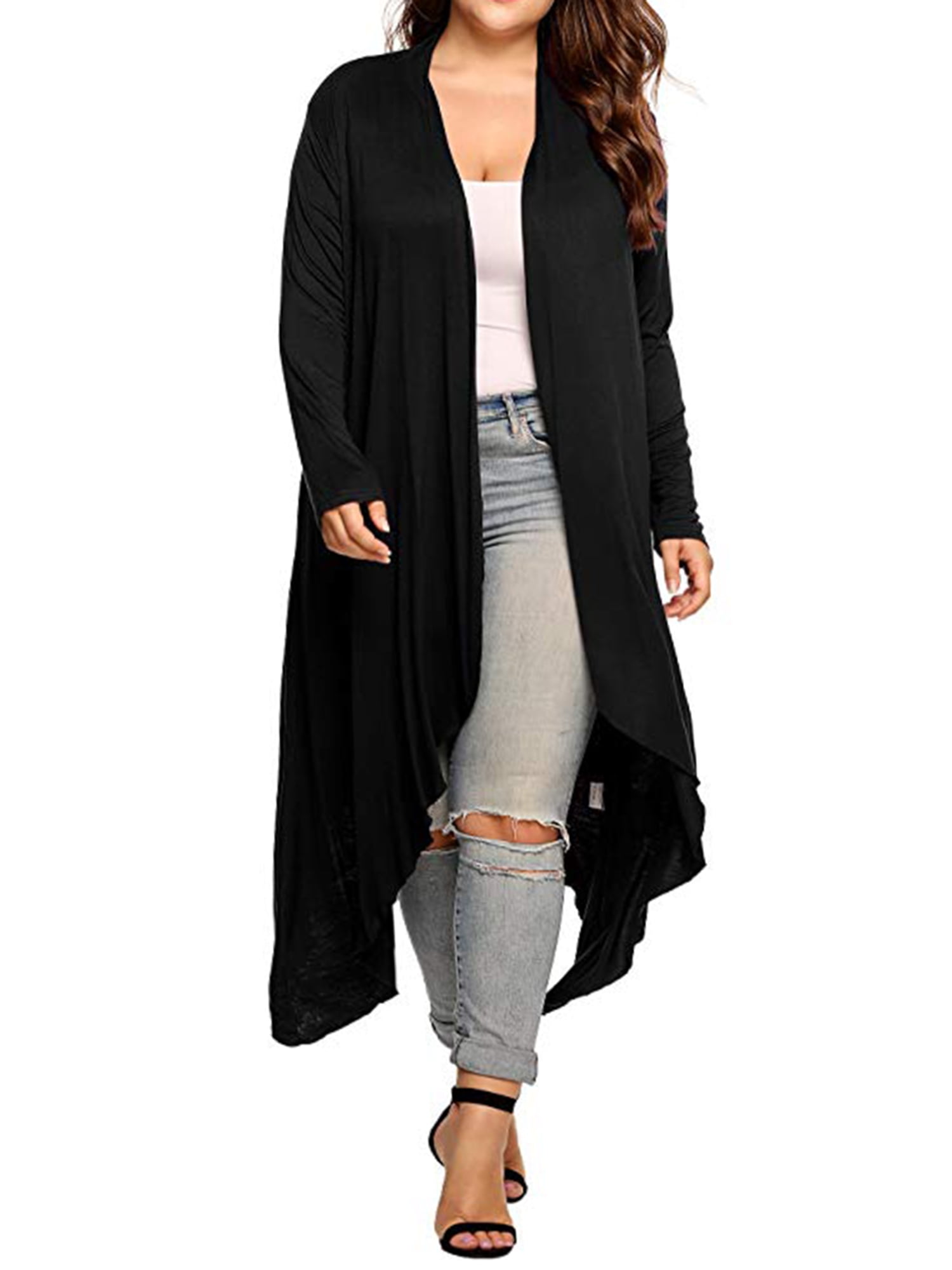 Fashion Women's Plus Size Lightweight Knitted Cardigan Soft Open Front ...