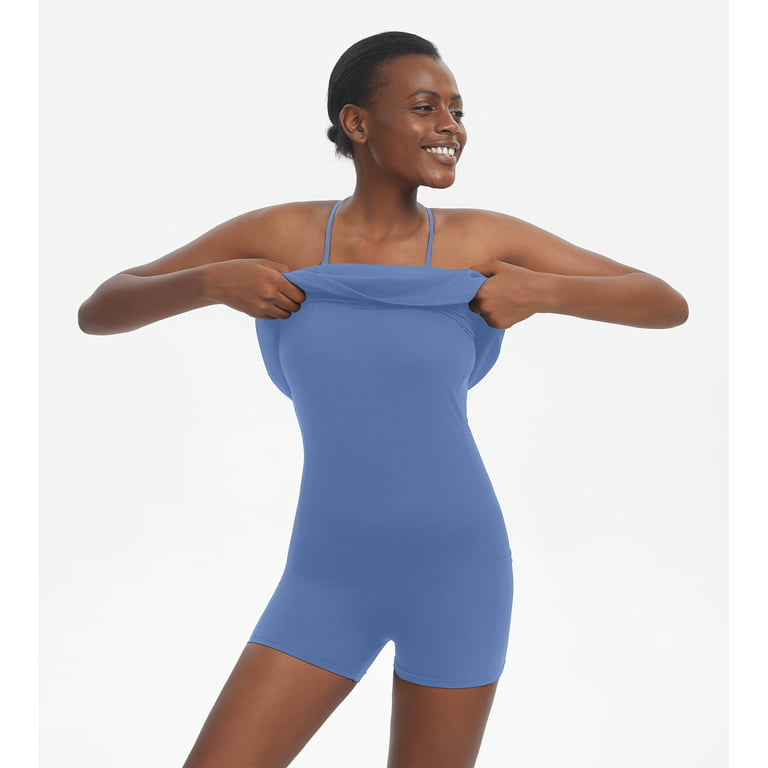 KUACUA Women's Sleeveless Workout Dress, Built-in Bra & Shorts with  Pockets, Athletic Dress for Golf Sportwear Tennis Dress Blue 
