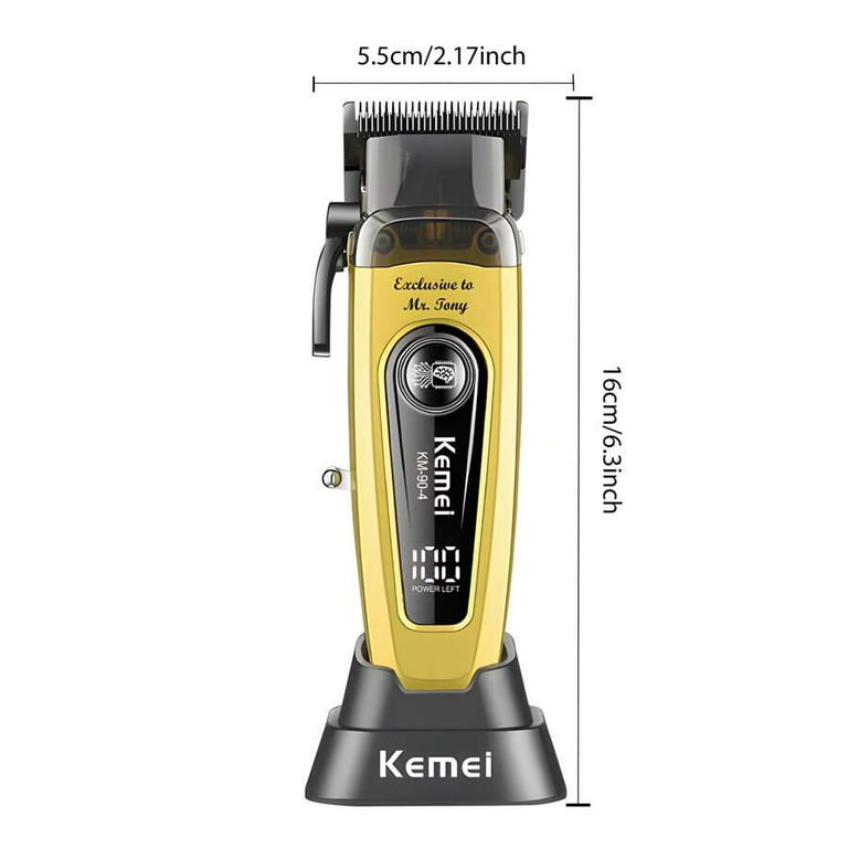 Kemei 電動バリカン KM-90-4 ゴールド 充電式 DLC刃 プロ仕様 KEMEI 90-4 Professional Hair Clippers for Men, 11500 RPM Barber