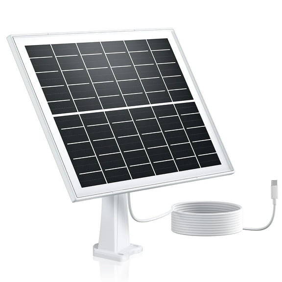 Solar Panel for Security Camera, 7W High-Efficiency Solar Cells, Camera Solar Panel Charger with IP65 Waterproof, Flexible Adjustment Bracket, 10ft Cable Compatible with DC 5V/1.5A Type-C & Micro USB
