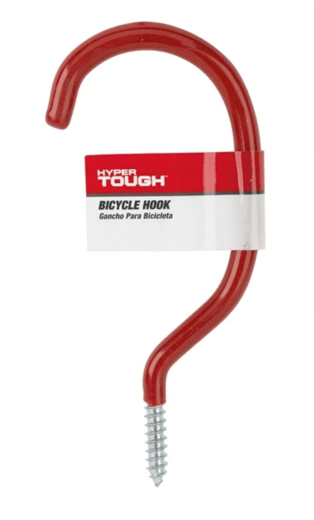 Hyper Tough Screw-in Vinyl Coated Bicycle Hook, Red, 2.75