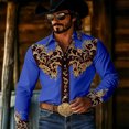 thumbnail image 2 of xfsWaSs Men's Western Cowboy Shirts Retro Print Western Shirt Long Sleeve Cowboy Collared Button Down Tops Casual Blouses Festival Party Shirts, 2 of 4