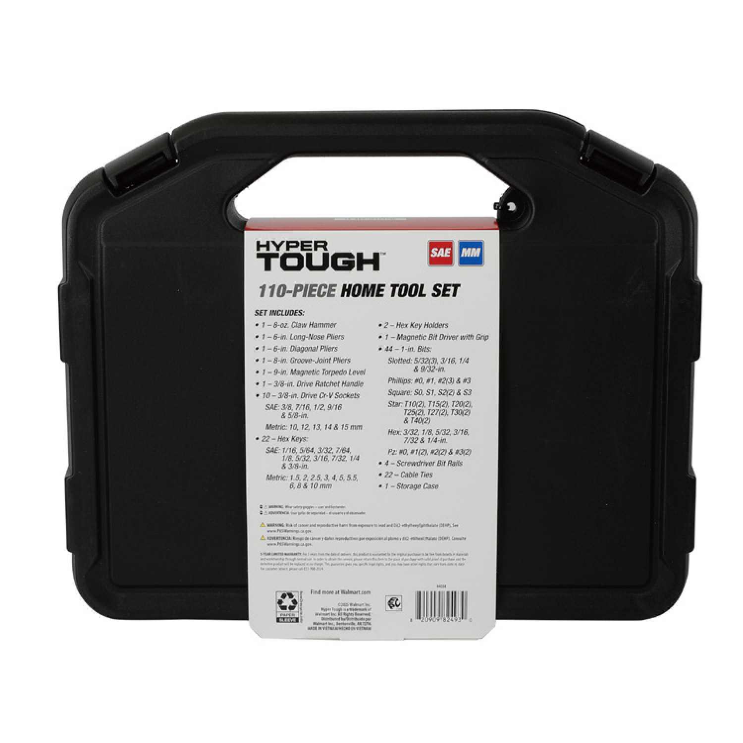 Juego de herramientas para proyectos del hogar Hyper Tough de 110 piezas con estuche de almacenamiento 8