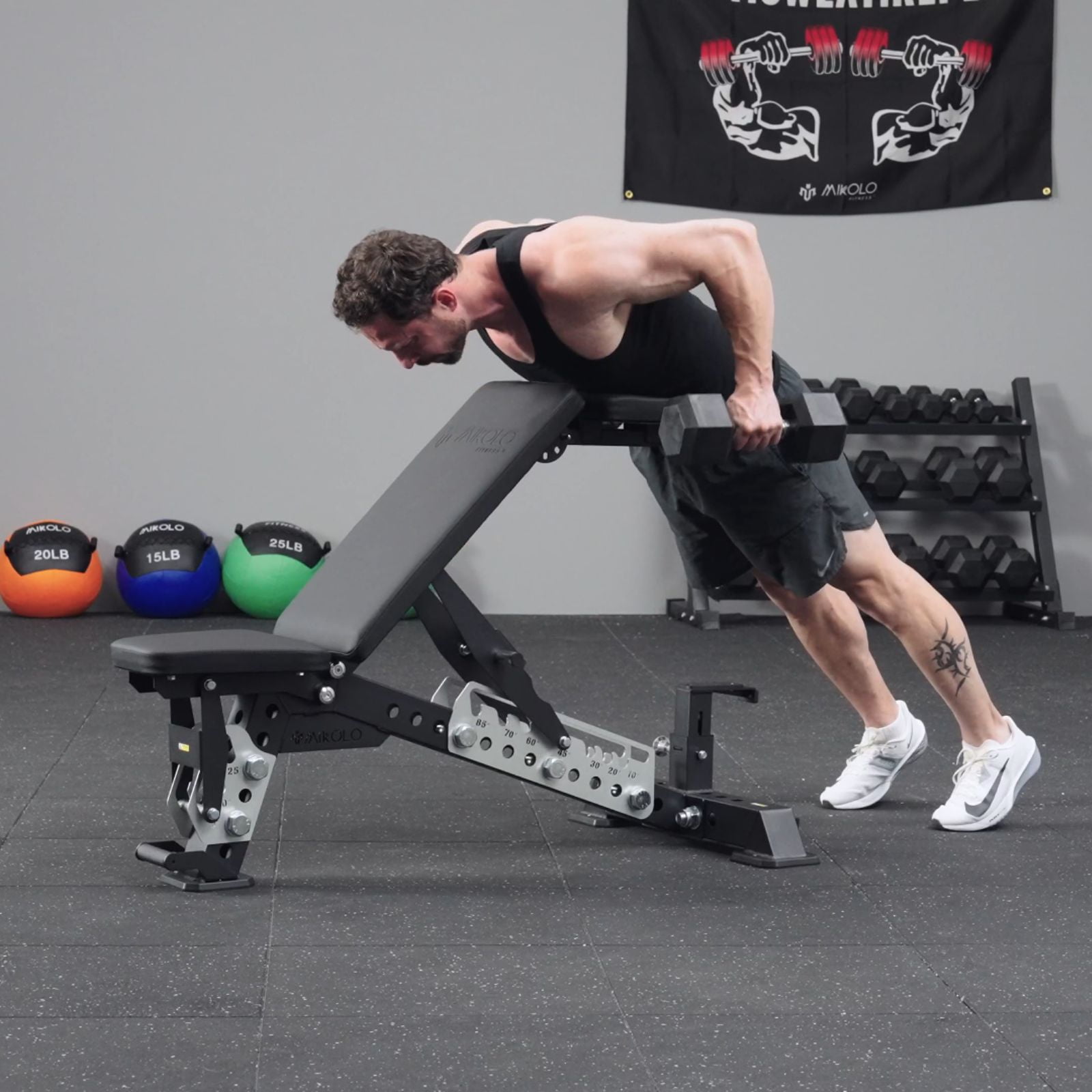 Mikolo BASTET Adjustable Weight Bench for Full Body Workout 1500LBS Heavy Duty Workout Benchwith Multiple Back Positions for Home Gym, Decline Incline, and Flat Settings for Weightlifting and Strengt