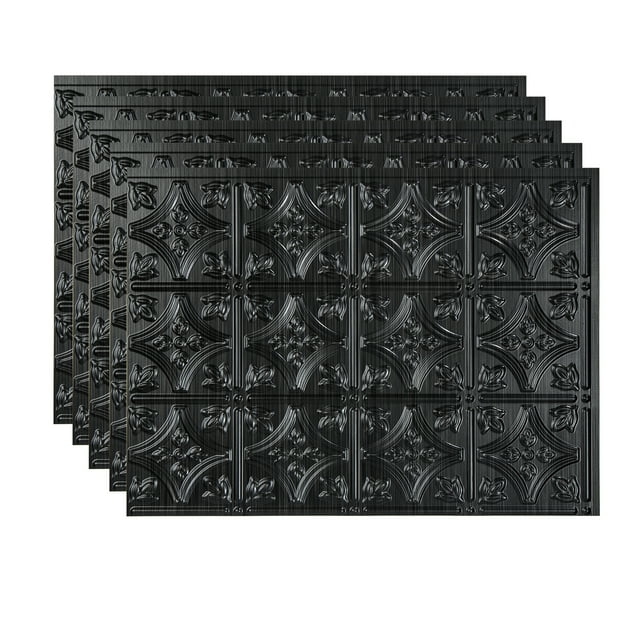 FASÄDE Traditional Style/Pattern 1 Decorative Vinyl 18in x 24in Backsplash Panel in Brushed Onyx (5 Pack)