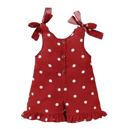 

Toddler Baby Ruffles Sleeveless Jumpsuit Suspender Romper Dot Girls Print Girls Romper&Jumpsuit 1t Baby Girl Clothes
