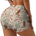 thumbnail image 1 of Balery Floral Cowboy Boots Pantalones cortos de entrenamiento estampados para mujer, sin costuras, ajustados, para gimnasio, yoga, correr, deportes, ejercicio activo, fitness.-Large, 1 of 8