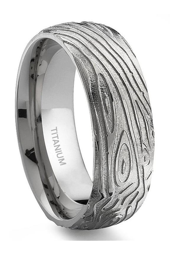7 Degree Wood Grain Pattern Titanium Comfort Fit Wedding Band Ring Sz 11.0
