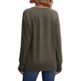 thumbnail image 6 of NFTOEIULA Women V Neck Long Sleeve Buttons At Cuff Top, 6 of 7