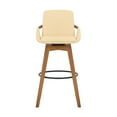 thumbnail image 4 of Baylor 30" Cream Faux Leather and Walnut Wood Swivel Bar Stool, 4 of 7