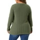 thumbnail image 3 of Blusas de suéter de punto de talla grande para mujeres, suéter casual de pulóver de botón de manga larga de cuello en V 4X verde ejército, 3 of 6