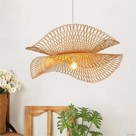 

Hand Weaved LED Pendant Lighting Chandelier Ceiling Hanging Light Fixture For