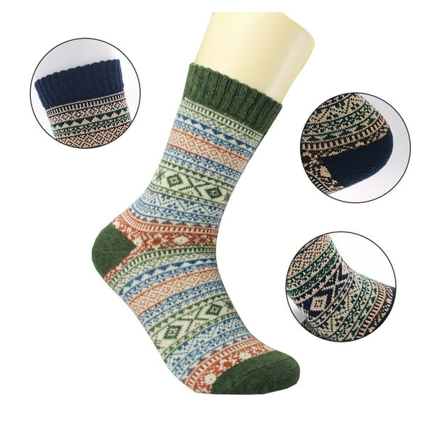 Calcetines suaves casuales de punto, 5 pares de calcetines de lana Calcetines de lana Calcetines cálidos gruesos y acogedores Diseño exquisito