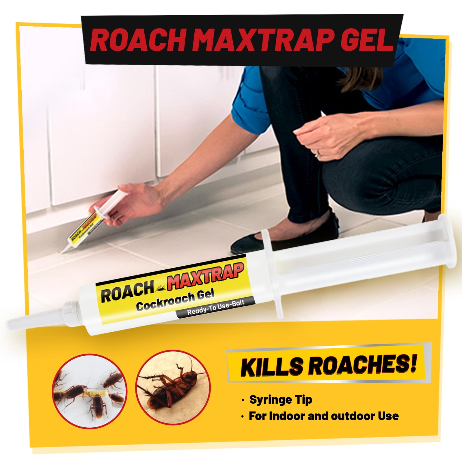 Alvantor Roach Gel Bait for Indoor and Outdoor Pest Control, Fast-Acting, 0.35 oz