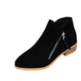 thumbnail image 3 of HTHLVMD Side Zipper Ankle Boots, Side Zipper Faux Suede Ankle Boots Casual Outdoor Strolling, Low Block Heel Short Booties Holiday Travel Wearing, Comfortable Pointed Toe Dress Footwear, Black 5.5, 3 of 5