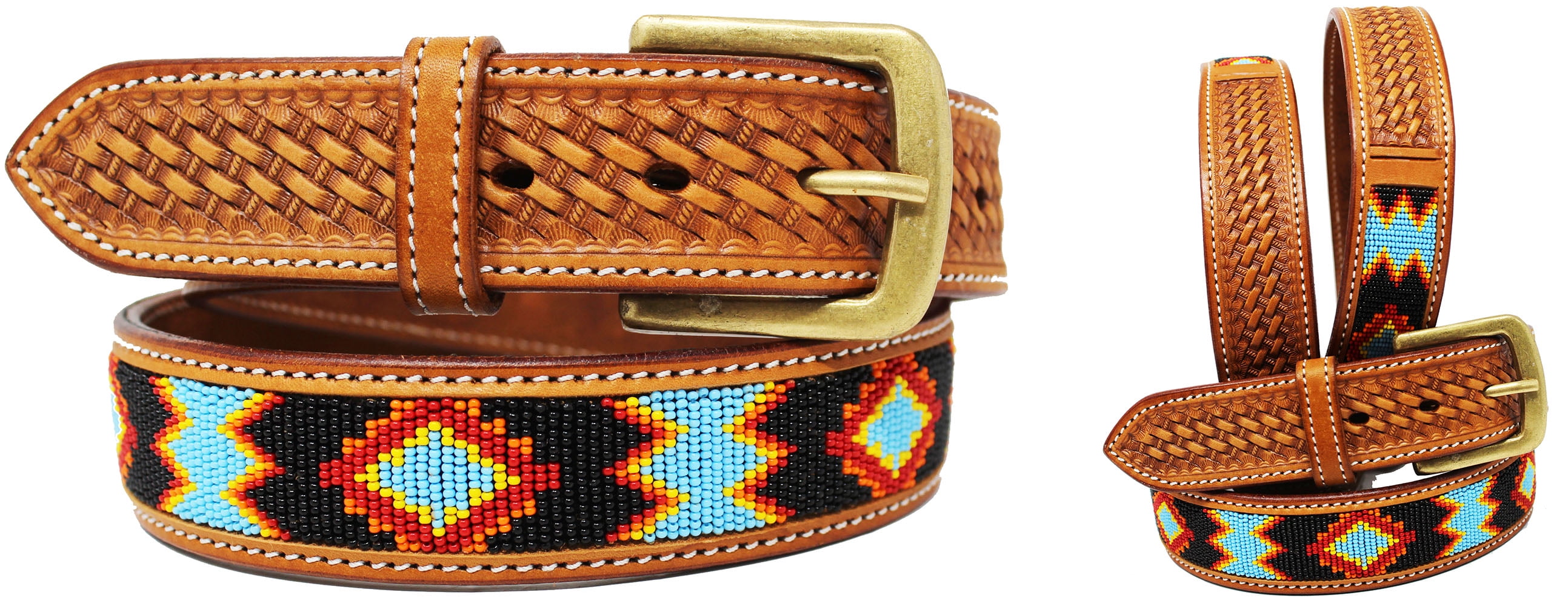 4950 Men's Western Rodeo Heavy Duty Beaded FullGrain Leather Belt 26RT10
