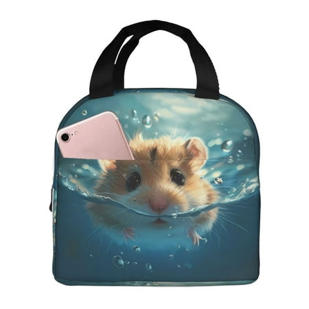 Insulated Lunch Bag for Women Men - Cute Swimming Guinea Pig Leakproof Cooler Lunch Box for Women Men  Lunch Tote Bags for Work School Picnic Travel