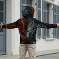 thumbnail image 5 of Chaqlin Flame Cool Wolf Boys Casual Zip Up Jacket Hooded Long Sleeve with Pockets Lightweight Sporty Top Kids Size 8-10, 5 of 7
