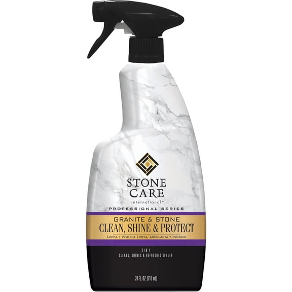 Stone Care International Granite Cleaner, Polish, and Sealer - 24 Ounce - Cleans Polishes and Seals Stone Granite Quartz Marble Limestone Travertine Slate Surfaces