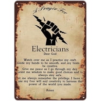 A Prayer For Electrician Poster Vintage Tin Sign Art Bar Wall Decor Metal Signs for Garage Man Cave 8x12 Inch