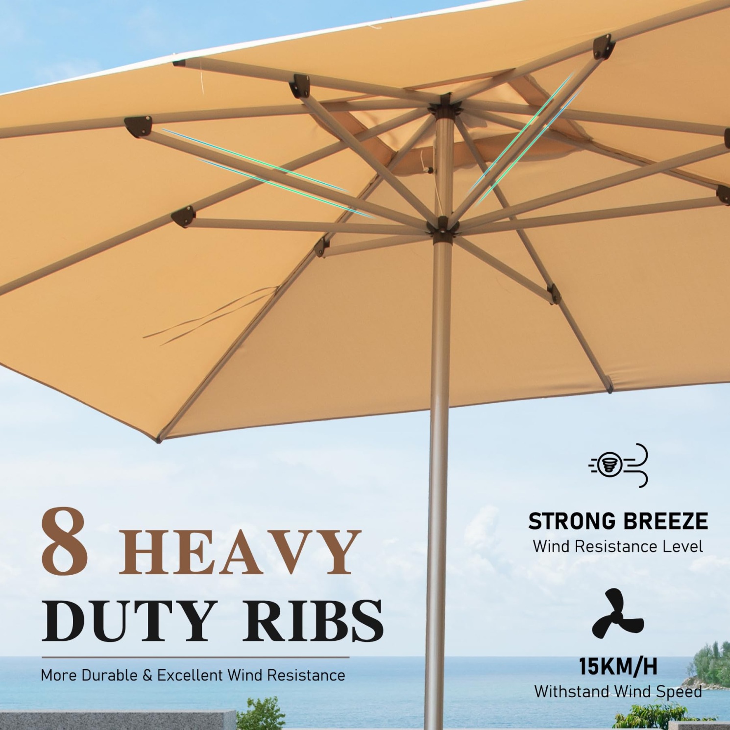 9'X11.5' Adjustment Rectangle Cantilever Umbrella with Push-Button Tilt , Patio Umbrella with Crank Open System, Aluminium Outdoor Umbrella for Backyard, Pool, Beige